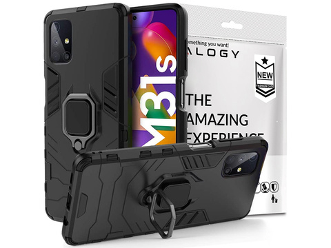 Alogy Stand Ring Armor Case für Samsung Galaxy M31s Schwarz