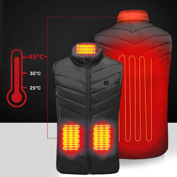 Beheizte Weste Damen Herren ärmellose Jacke USB gesteppt beheizt elektrisch Winter Unisex Größe XL Schwarz