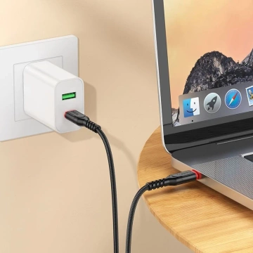 HOCO Kabel Typ C do Typ C X59 3 m Czarny PD 60W 3A Nylonowy Oplot
