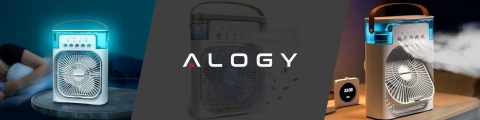 Wentylator wiatrak biurkowy 3w1 Klimator Alogy DeskBreeze™  stojący mały cyrkulator z nawilżaczem powietrza timerem i podświetleniem LED USB-C