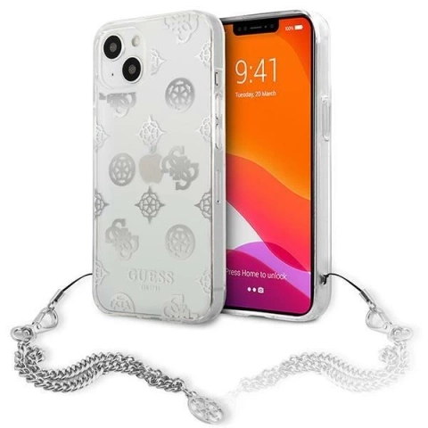 Guess GUHCP13SKSPESI iPhone 13 mini 5,4" srebrny/silver Hardcase Peony Chain Collection