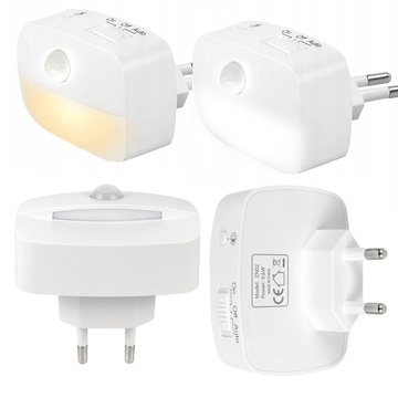 3x Lampka nocna LED z czujnikiem ruchu do gniazdka EU 3 barwy światła Alogy Night Light Biała