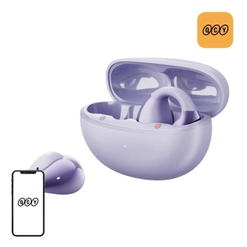 Kabellose Kopfhörer QCY Crossky Clip T33 Bluetooth 5.4 30h Lila