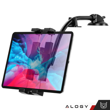 Uchwyt samochodowy na tablet telefon kokpit szybę Alogy do auta z długim ramieniem 4-13" czarny