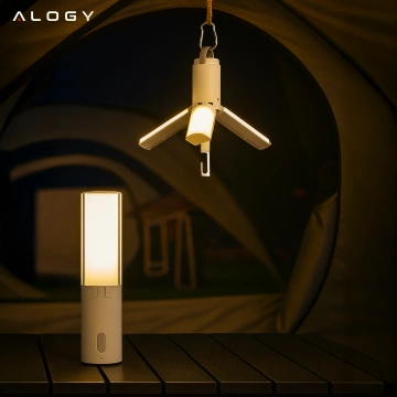 Lampa Zewnętrzna LED z Haczykiem 4000mAh 12h, Przenośna, Energooszczędna, Ogrodowa, Kempingowa i Domowa Alogy OutdoorLamp™ – Biała