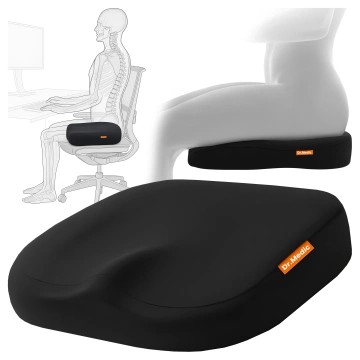  Poduszka na fotel DR.MEDIC ComfySeat™ Ergonomiczna siedzisko biurowe wsparcie kości ogonowej na krzesło do biura auta samochodu Czarna