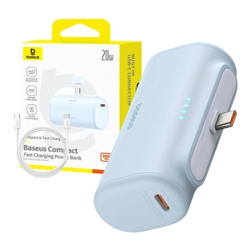 Baseus Compact Powerbank 5000 mAh 20 W USB-C Mini Schnellladung Blau
