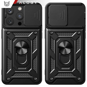 Etui do Apple iPhone 16 Pro Max pancerne Slide Case Ring obudowa ochrona aparatu Camshield Alogy czarne