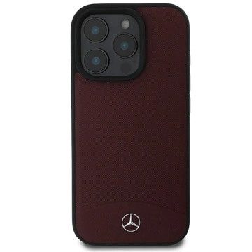 Etui Mercedes do iPhone 16 Pro Max 6.9" Czerwone MagSafe Hardcase Textured And Plain Leather 