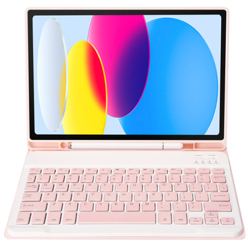 Etui ochronne z klawiatura bezprzewodowa Alogy Keyboard Case z miejscem na rysik do Apple iPad 11 gen. (2025) / 10 gen. (2022)  Różowe + Szkło