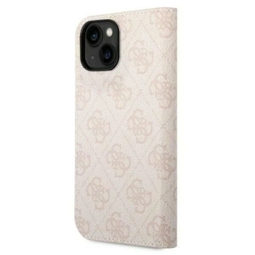 Guess GUBKP14MHG4SHP Hülle für Apple iPhone 14 Plus 6.7" Pink/Pink Book 4G Vintage Gold Logo