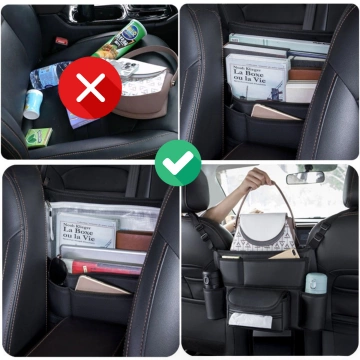 Auto-Organizer für das Auto zwischen Sitzen, Autositz Alogy, Auto-Getränkehalter, Taschentücher, Schwarz