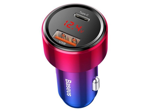 Baseus ładowarka samochodowa USB PPS QC Type-C 45W 6A Magic Red