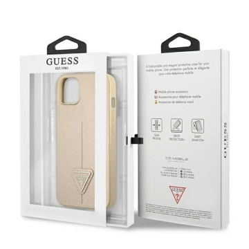 Etui Guess GUHCP14MPSATLE für Apple iPhone 14 Plus 6,7" beżowy/beige Hardcase SaffianoTriangle Logo