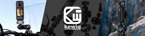 Kewig QuickLock Aluminium-Motorradhalterung für 1/4"-360°-Actionkameras, stabil mit Antivibrationsverriegelung, Schnellklemmbefestigung am Lenker oder Rahmen