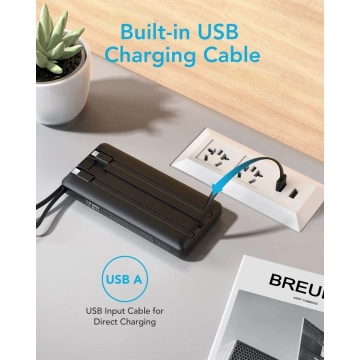 Powerbank Bateria zewnętrzna VEGER C10 - 10 000mAh (Micro + Typ C + Lightning 8-pin) czarny (W1116)