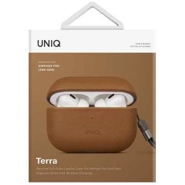 UNIQ Terra Kopfhörer-Schutzhülle für AirPods Pro 2nd Gen. Echtes Leder braun/toffee braun
