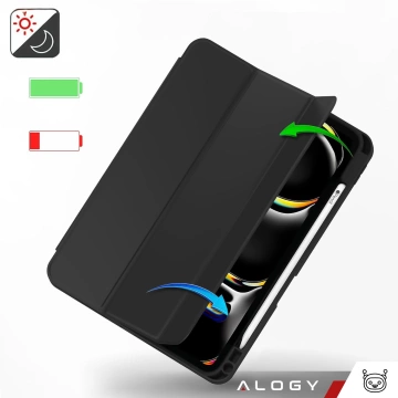 Etui ochronne z rysikiem do Apple iPad Pro 13" 2024 Alogy Book Cover Case obudowa na tablet Czarne + Szkło