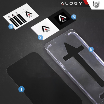 Szkło hartowane Prywatyzujące do Apple iPhone 16 Pro ochronne szkiełko na ekran 9H Alogy Privacy EasyShield™️ z ramką montażową