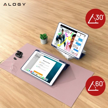 Etui do Apple iPad 10.2 9 gen 8/7 2021/2020/2019 Smart Pencil Case Alogy TPU obudowa na tablet Niebieskie + Szkło