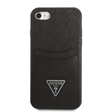 Etui Guess GUHCI8PSATPK für Apple iPhone 7/8 SE 2020 / SE 2022 Hardcase Czarny/Black Hardcase Saffiano Triangle Logo Cardslot