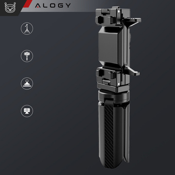 Uchwyt mini statyw na telefon aparat stojak podstawka regulowany obrotowy 360 Tripod selfie do zdjęć Alogy Czarny