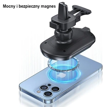 Uchwyt samochodowy do telefonu indukcyjny USAMS Magnetyczny Wireless Charging 15W do kratki went. CD182ZJ01 (US-CD182) czarny/black 
