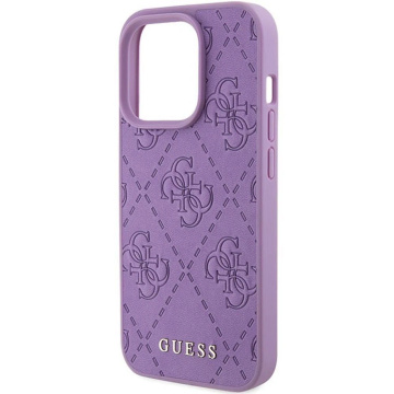 Original GUESS Hardcase GUHCP15XP4EPMU Hülle für iPhone 15 PRO MAX (Quilted 4G Classic / Hellviolett)