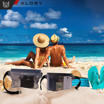 2x wasserdichte Tasche Hüfttasche Hülle für Telefon wasserdichte Hülle 21,5x23,5cm Alogy Waterproof Schwarz