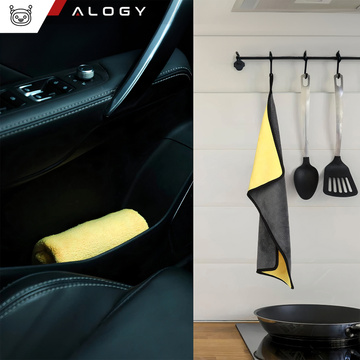 3x Ręcznik samochodowy dwustronny 30x60 cm welurowy Mikrofibra do mycia osuszania samochodu auta ścierka Alogy Car Detailing