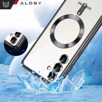 Etui do Samsung Galaxy S25 Alogy LuxeShield™️ Glamour Luxury Ring obudowa z osłoną aparatów Czarne + szkło hartowane