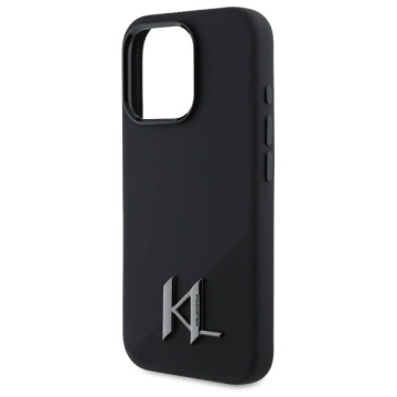 Etui Karl Lagerfeld für iPhone 16 Pro 6,3" Czarny Hardcase Silikon Shadow Metal Initial MagSafe