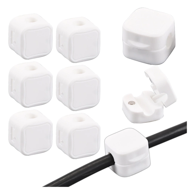 6x Uchwyt magnetyczny na kable Alogy Magnetic Cable Holder 6-pack organizacja kabli do biurka szafki ściany Białe