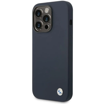 Etui na telefon BMW BMHMP14XSILNA do Apple iPhone 14 Pro Max 6,7" granatowy/navy Silicone Metal Logo MagSafe