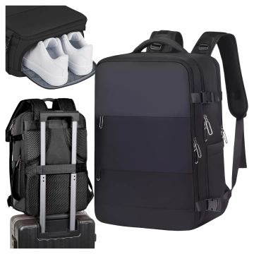 Plecak na laptopa męski damski podróżny na walizkę bagaż do samolotu pracy szkoły 45x30x20cm Alogy Unisex Czarny