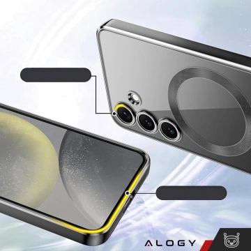 Etui do Samsung Galaxy S25 Alogy LuxeShield™️ Glamour Luxury Ring obudowa z osłoną aparatów Czarne + szkło hartowane