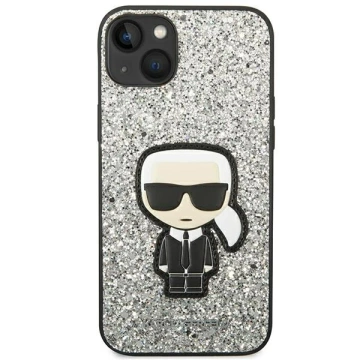 Handyschutzhülle Karl Lagerfeld KLHCP14MGFKPG für Apple iPhone 14 Plus 6.7" Hardcase Silber/Silber Glitter Flakes Ikonik