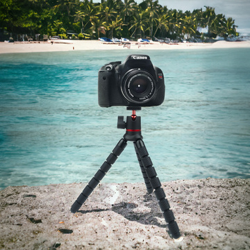 Flexibles Fotostativ, Mini-Flexibles Stativ für Kamerakamera, 1/4 Zoll Octopus-Stativ, schwarzer Stativadapter