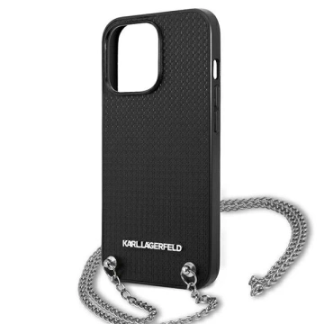 Etui Karl Lagerfeld KLHCP13XPMK für iPhone 13 Pro Max 6,7" Hardcase Leder Strukturiert und Kette