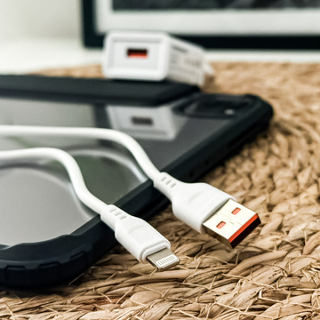  Ładowarka sieciowa USB + kabel USB - Lightning do iPhone 1m szybka 2.4A 12W Denmen Biała