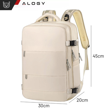 Damen-Reise-Laptop-Rucksack für Koffer, Gepäck, Flugzeug, Arbeit, Schule, 45 x 30 x 20 cm, Alogy Beige