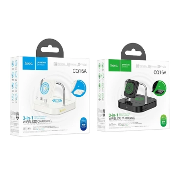 Hoco CQ16A Ładowarka Indukcyjna 3w1 Smartfon Apple Watch Słuchawki Czarna