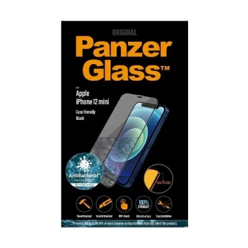 Szkło PanzerGlass E2E Super+ do iPhone 12 Mini Case Friendly AntiBacterial MicroFracture czarny/black