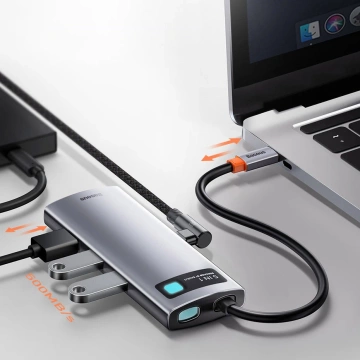 Baseus Metal Gleam Series multifunktionaler USB HUB 5in1 USB Typ C PD 100W HDMI grau (WKWG020013)