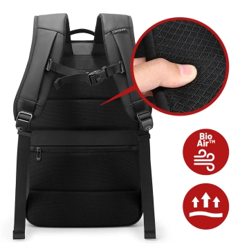 Bange 26L wasserdichter Rucksack für Laptops bis 15,6 Zoll – Geräumig und komfortabel, robust und atmungsaktiv, ideal für Stadt und Reisen, Arbeit und Flugreisen, Unisex – Schwarz