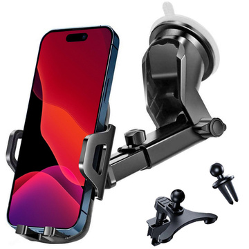 Alogy 3-in-1-Autotelefonhalter für Fenster, Fenster, für Armaturenbrett, Kühlergrill, Cockpit, Schwarz