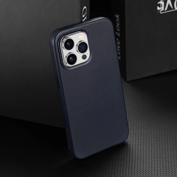 Etui Dux Ducis Naples do iPhone 14 Pro Max magnetyczny skórzany pokrowiec MagSafe niebieskie