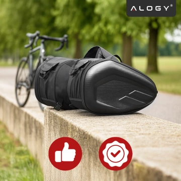 Sakwa Motocyklowa 38–58L – Torba, Kufry boczne, Sakwa na Tylne Siedzenie, Wodoodporna, Twardy Materiał, Regulowana na Motocykl – Alogy RoadPack™ Czarna