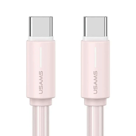 Kabel USAMS SJ734 USB-C do USB-C 1m, 60W, różowy, YU Series, szybki i trwały