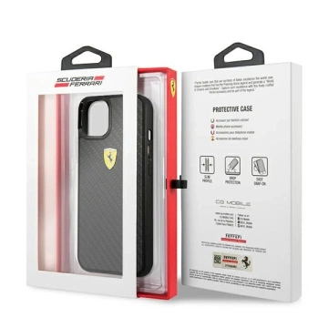 Etui na telefon Ferrari iPhone 13 mini 5,4" czarny/black hardcase On Track Real Carbon  